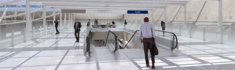 Vue 3D de la gare de Paris-Charles de Gaulle